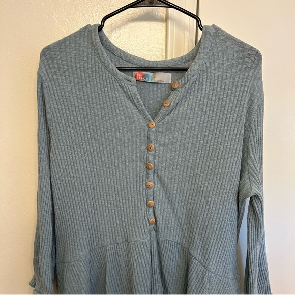 Free People Beach Blossom Button Up T Shirt Dress Light Blue Size Medium - Picture 3 of 9